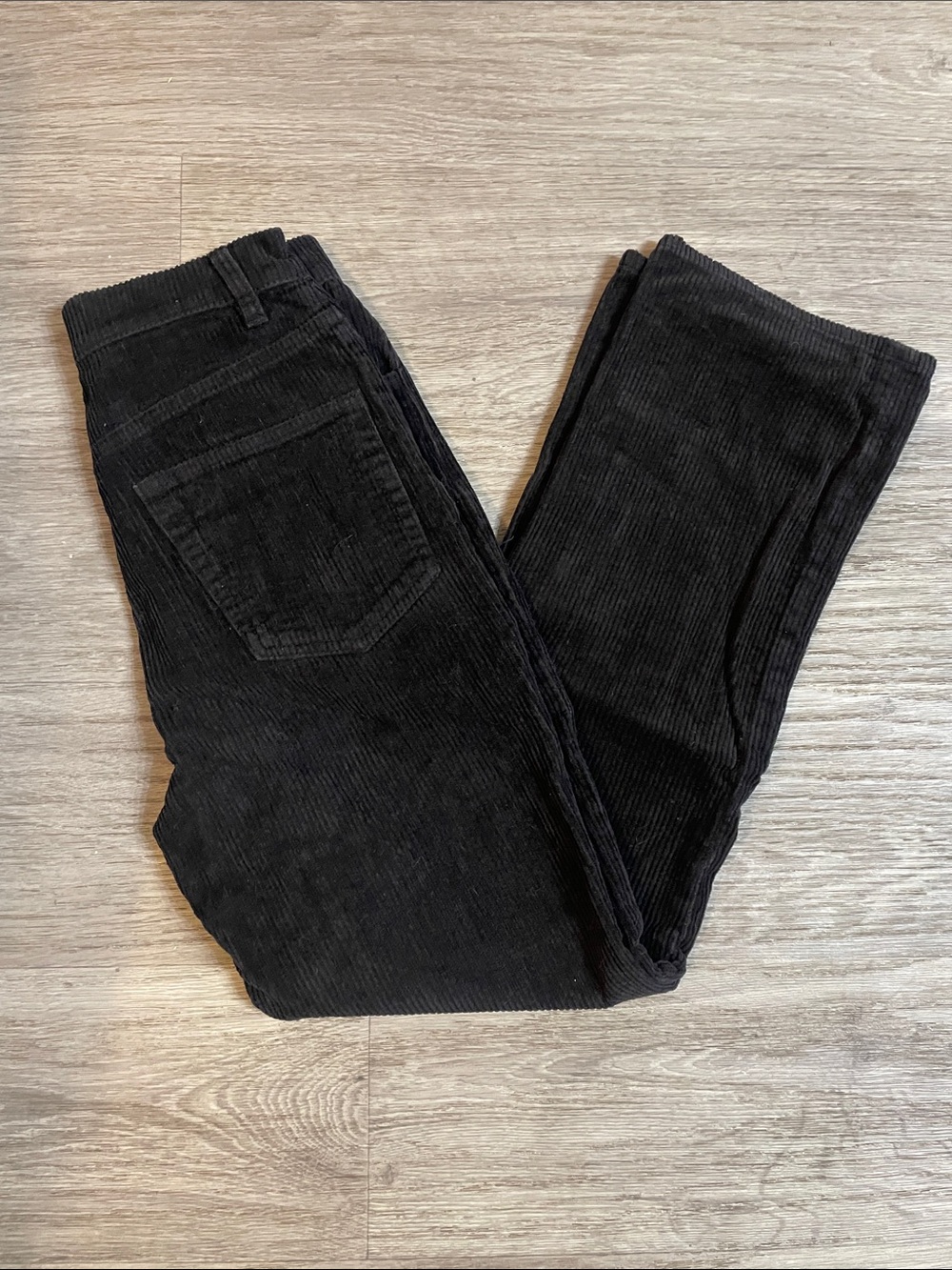 Reformation Black High Waist Straight Leg Corduroy Pants